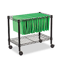 Alera One-Tier File Cart for Side-to-Side Filing, Metal, 1 Shelf, 1 Bin, 24" x 14" x 21", Black (ALEFW601424BL)