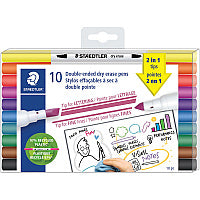 Staedtler Double-ended Dry Erase Pens Chisel, Bullet Marker Point - Assorted Ink - Dry - 10 Each (3010TB10A6)