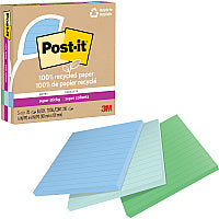 Post-it(R) Super Sticky Adhesive Note 210 - 4" Flag/Note Width x 4" Flag/Note Length - Square - 70 Sheets per Pad - Ruled - Assorted Oasis - Removable, Repositionable, Recyclable - Recycled - 3 / Pack (675R3SST)