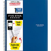 Acco Five Star Wirebound Notebook 1 Subject(s) - 100 Pages - Wire Bound - College Ruled Front Ruling - Letter - 8 1/2" x 11" Sheet Size - Blue Cover - Double Sided Sheet, Durable, Water Resistant, Wear Resistant, Tear Proof, Spill Resistant, P (820002NH0)