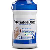 PDI Sani-Hands Instant Hand Sanitizing Wipes 6" Width x 7.50" Length - White - 135/Tub - 1 Each (P13472)