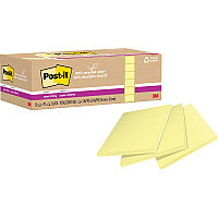 Post-it(R) Recycled Super Sticky Notes 70 - 3" Flag/Note Width x 3" Flag/Note Length - Square - 70 Sheets per Pad - Canary Yellow - Adhesive - Recycled - 12 / Pack (654R12SSCY)