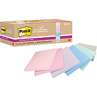 Post-it(R) Recycled Super Sticky Notes 70 - 3" Flag/Note Width x 3" Flag/Note Length - Square - 70 Sheets per Pad - Wanderlust Pastels - Adhesive - Recycled - 12 / Pack (654R12SSNRP)