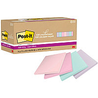 Post-it(R) Recycled Super Sticky Notes 70 - 3" Flag/Note Width x 3" Flag/Note Length - Square - 70 Sheets per Pad - Wanderlust Pastels - Adhesive - Recycled - 24 / Pack (654R24SSNRP)