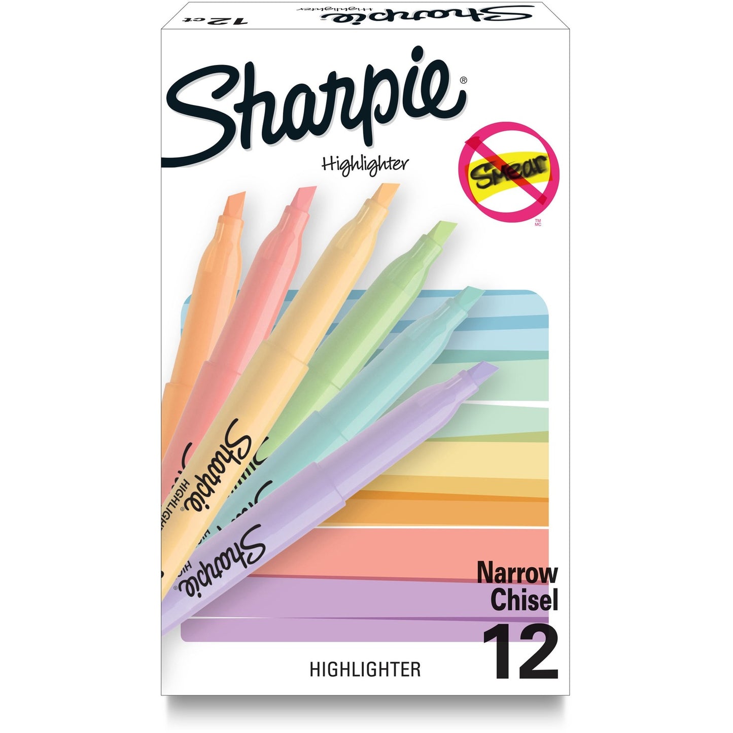 Sharpie Accent Highlighters w/Smear Guard Chisel Marker Point Style - Assorted - 12 / Dozen (2157482)