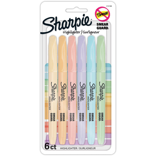 Sharpie Accent Highlighters w/Smear Guard Chisel Marker Point - Assorted Ink - 6 / Pack (2157486)