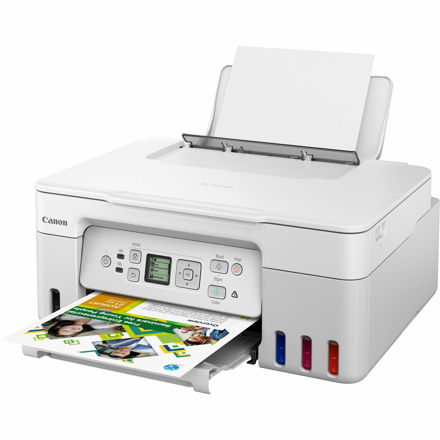 Canon PIXMA G3270 Wireless Inkjet Multifunction Printer - Color - White Copier/Printer/Scanner - 4800 x 1200 dpi Print - Up to 3000 Pages Monthly - Color Flatbed Scanner - 600 x 1200 dpi Optical Scan - Wireless LAN - Apple AirPrint, Mopria, Can (5805C022)