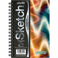 Pacon Fashion Sketch Book 75 Pages - Spiral - 120 g/m² Grammage - 9" x 6" Sheet Size - Neon Neon Abstract Cover - Acid-free, Perforated, Durable - 1 Each (P38040)