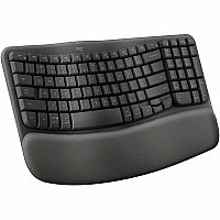Logitech Wave Keys for Business Ergonomic Keyboard Wireless Connectivity - Bluetooth - 5.1 - 32.81 ft - USB Type A Interface - Windows, Mac OS, ChromeOS - Computer - PC, Mac - AAA Battery Size Supported - Graphite (920012058)