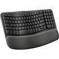 Logitech Wave Keys for Business Ergonomic Keyboard Wireless Connectivity - Bluetooth - 5.1 - 32.81 ft - USB Type A Interface - Windows, Mac OS, ChromeOS - Computer - PC, Mac - AAA Battery Size Supported - Graphite (920012058)