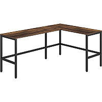 NuSparc L-Shaped Metal Frame Desk Vintage Oak L-shaped, Black Top - Contemporary Style - 200 lb Capacity - 67" Table Top Width x 47.20" Table Top Depth x 1" Table Top Thickness - 29.20" Height - Assembly Required - High Pressure Laminate (HPL) (DK102RRRK)
