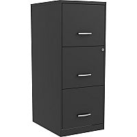 NuSparc Vertical File Cabinet 14.2" Width x 18" Depth x 35.5" Height - 3 x Drawer(s) for File - Letter - Vertical - Cam Lock, Glide Suspension, Anti-tip, Nonporous Surface, 3/4 Drawer Extension - Black - Baked Enamel - Metal - Recycled (VF318FFBK)
