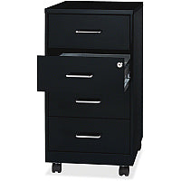 NuSparc Mobile Storage Cabinet 14.2" Width x 18" Depth x 26.5" Height - 4 x Drawer(s) - Letter, Legal - Mobility, Glide Suspension, Anti-tip, Nonporous Surface, Cam Lock, 3/4 Drawer Extension - Black - Painted Steel - Recycled - Assembly Requi (VF418DMBK)