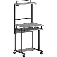 NuSparc Mobile Computer Workstation w/Keybrd Tray Weathered Charcoal Laminate, Black Top - 110 lb Capacity - 23.60" Table Top Width x 20.60" Table Top Depth - 53.50" Height - Assembly Required - Medium Density Fiberboard (MDF) Top Material - 1 (WS100AMWC)