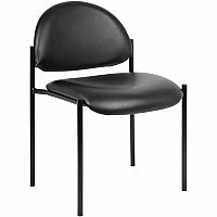 Lorell Reception Guest Chair Vinyl Back Material - Tubular Steel Frame Material - Four-legged Base - Black - 1 Each (LLR69607)