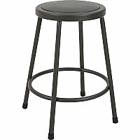Lorell Metal Shop Stool Vinyl Seat Material - Light Gray - Metal - 1 Each (LLR83081)