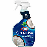Clorox Scentiva Multi-Surface Cleaner For Multi Surface, Multipurpose - Spray - 32 fl oz (1 quart) - Coconut & Water Lily Scent - Disinfectant, Bleach-free, Long Lasting, Deodorize, Freshen - Blue - 9 / Carton (60521CT)