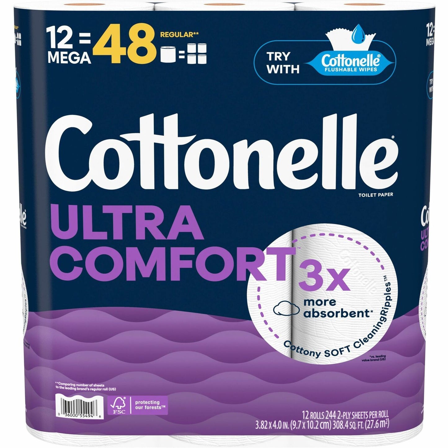 Kimberly-Clark Professional(R) Ultra Comfort Toilet Paper 2 Ply, White, Paper, Fiber, 12 Rolls/Pack (55494)