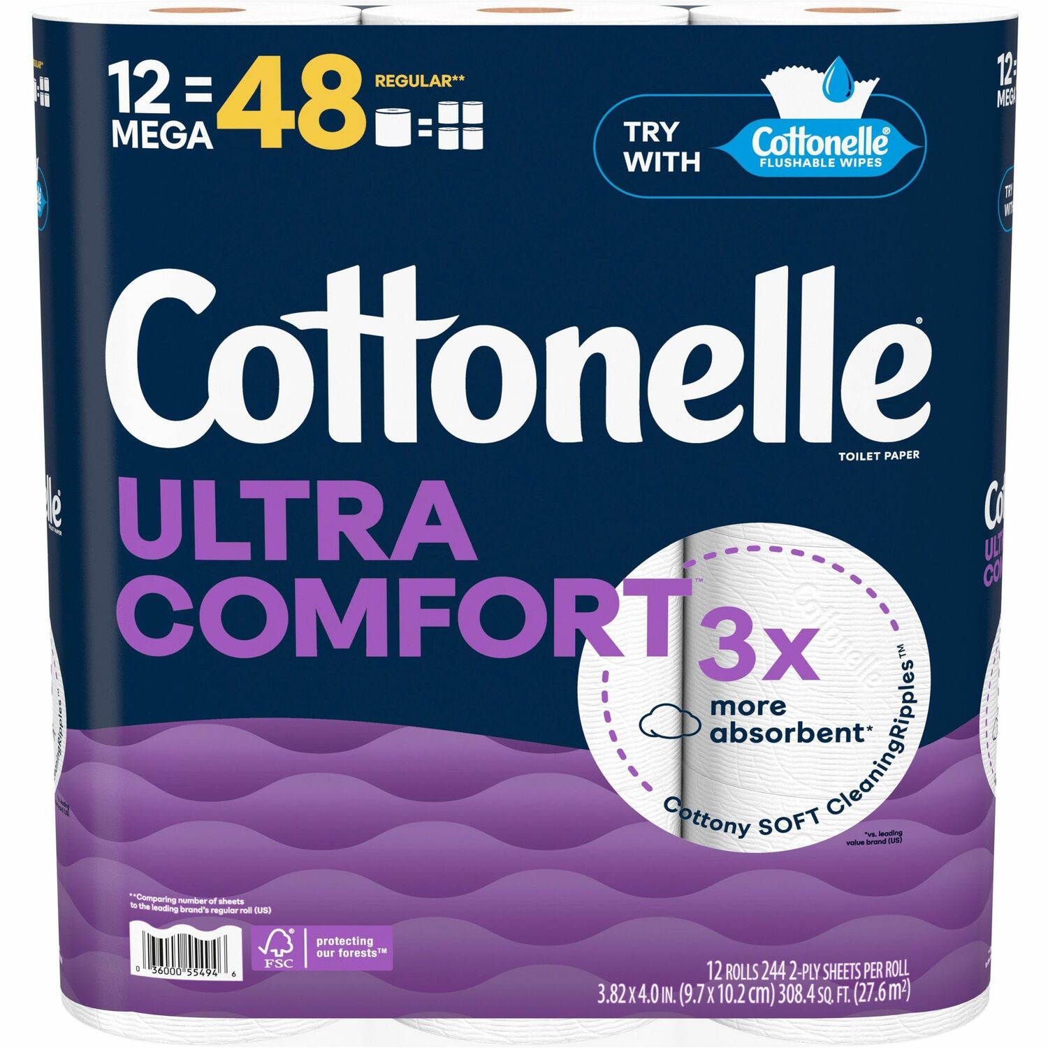 Kimberly-Clark Professional(R) Ultra Comfort Toilet Paper 2 Ply, White, Paper, Fiber, 12 Rolls/Pack (55494)