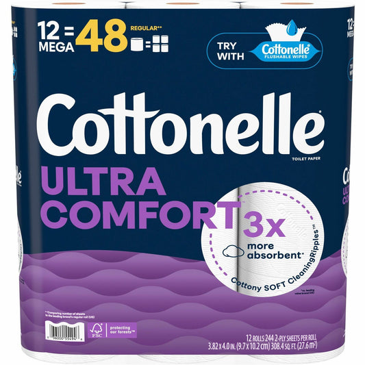 Kimberly-Clark Professional(R) Ultra Comfort Toilet Paper 2 Ply, White, Paper, Fiber, 12 Rolls/Pack (55494)