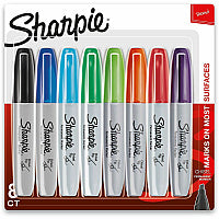 Sharpie Chisel Tip Permanent Markers Thin Chisel, Thick Marker Point - Assorted Ink - Alcohol Based - 8 / Pack (38250PPA)