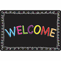 Ashley Smart Poly Original Fun Welcome Mat Classroom, Student, Floor - 15.50" Length x 23.50" Width - Welcome, Chalk Loop - Multicolor - 1 Each (91513)
