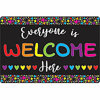 Ashley Smart Poly Original Fun Welcome Mat Classroom, Floor, Student - 15.50" Length x 23.50" Width - Everyone is Welcome Here, Hearts - Multicolor - 1 Each (91501)