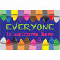 Ashley Smart Poly Original Fun Welcome Mat Classroom, Floor, Student - 15.50" Length x 23.50" Width - Everyone is Welcome Here, Crayons - Multicolor - 1 Each (91502)