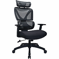 Lorell High-back Mesh Chair Foam, Fabric Seat Material - Mesh Back Material - High Back - 5-star Base - Black - Armrest - 1 Each (84397)