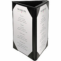 Deflecto Three-Panel Table Tent Support 4" x 6" Media - Leather, Leatherette - Black - Magnetic, Foldable - 1 Each (4441)