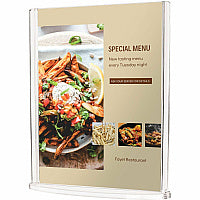 Deflecto Double-Sided Sign Holder w/Base Support 5" x 7" Media - Vertical, Portrait - 7.5" Height x 6.1" Width x 2.1" Depth - Acrylic, Plastic, Polymethyl Methacrylate (PMMA) - Clear - Top Loading, Side-loading, Double-sided, Sturdy - 1 Each (4431)