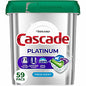 Cascade Platinum ActionPacs For Glassware, Dish, Dishwasher - Pod - Recommended For: Residue Remover, Dried-on Food Remover, Grease Remover - Enzyme Activated, Kosher - Silver - 59 - 1 Each (15681)