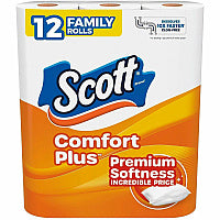 Scott(R) ComfortPlus Standard Toilet Paper, 1-Ply, 173 Sheet Rolls, 12 Roll Pack (55211)