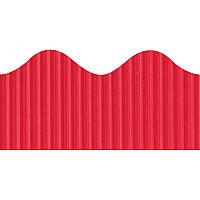 Bordette Decorative Border Rectangle with Scalloped Trim Shape - Pin-up - Flame - Fadeless - 4" Height x 2.25" Width x 600" Length - Dark Red - Paper - 1 Roll (37034)