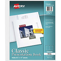Avery(R) White Presentation Book Letter - 8 1/2" x 11" Sheet Size - 24 Sheet Capacity - Pocket(s): Internal - Polypropylene - Non-stick, Spill-free, Durable - 1 Each (47671)