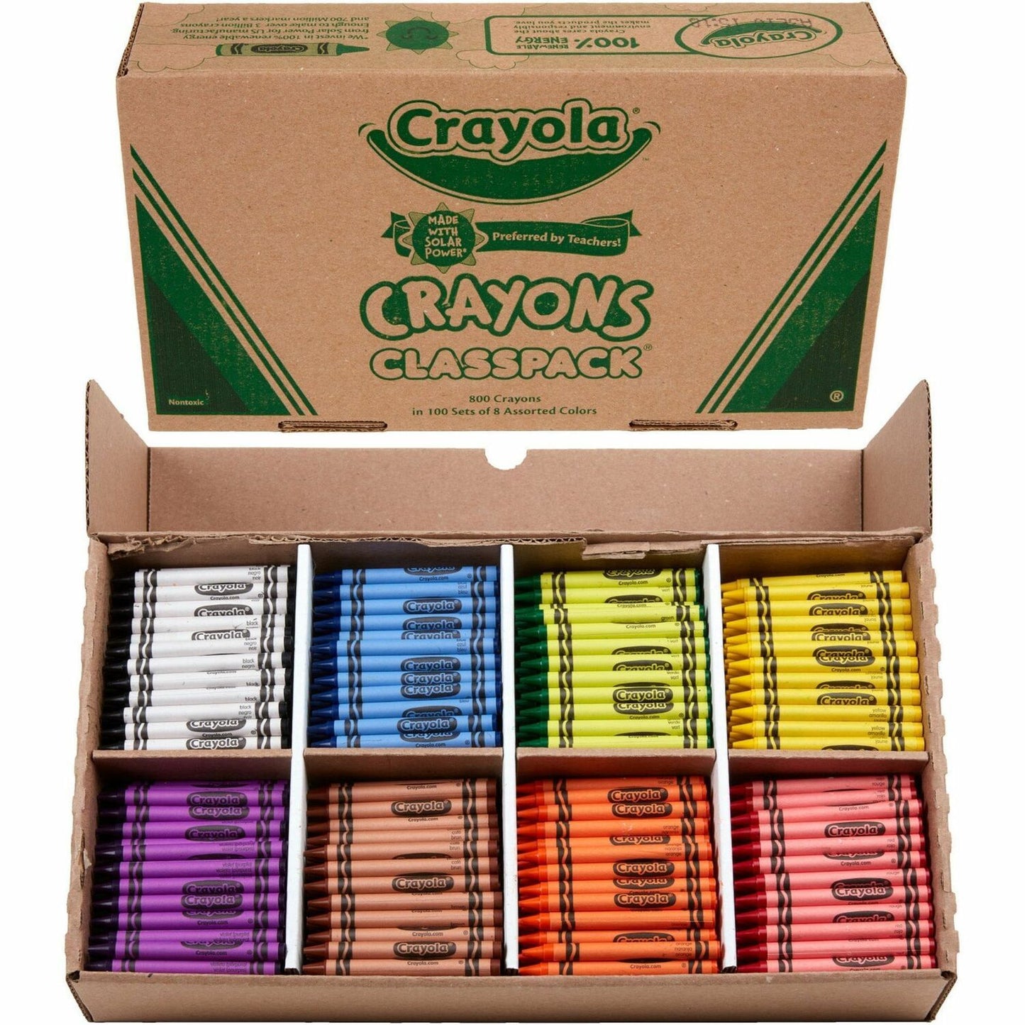 Crayola 8-Color Crayon Classpack Red, Blue, Yellow, Orange, Green, Purple, Brown, Black, Violet - 800 / Box (528008)
