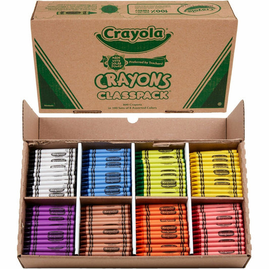 Crayola 8-Color Crayon Classpack Red, Blue, Yellow, Orange, Green, Purple, Brown, Black, Violet - 800 / Box (528008)