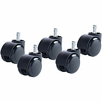 Master Caster Futura Chair Mat Casters 2.18" Diameter - 120 lb Load Capacity - Polyurethane - Matte Black - 5 / Set (94326)