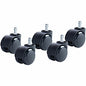 Master Caster Futura Chair Mat Casters 2.18" Diameter - 120 lb Load Capacity - Polyurethane - Matte Black - 5 / Set (94326)