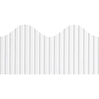 Bordette Decorative Border Rectangle with Scalloped Trim Shape - Pin-up - Fadeless - 2.25" Width x 600" Length - White - Paper - 1 Roll (37014)