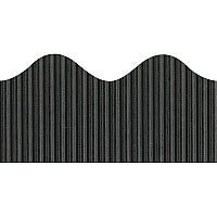Bordette Decorative Border Rectangle with Scalloped Trim Shape - Pin-up - Fadeless - 2.25" Width x 600" Length - Black - Paper - 1 Roll (37304)