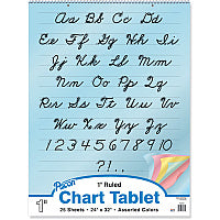 Pacon Cursive Cover Colored Paper Chart Tablet 25 Sheets - 1" Ruled - 24" x 32" Sheet Size x 24" Width x 32" Length - Assorted Paper - Recycled - 1 Each (74731)