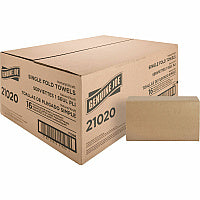 Genuine Joe(R) Single Fold Paper Towels, 1-Ply, Brown, 4000 Towels 1 Ply - 10.25" Width x 9.10" Length - Natural - 250/Pack - 16 / Carton (GJO21020)