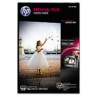 HP Premium Plus Photo Paper, 11.5 mil, 4 x 6, Glossy White, 100/Pack (CR668A)