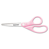 Westcott All Purpose Pink Ribbon Scissors, 8" Long, 3.5" Cut Length, Straight Pink Handle (15387)