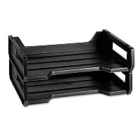 AbilityOne 7520010944307, SKILCRAFT Plastic Desk Tray, 1 Section, Letter Size Files, 12" x 8.5" x 5", Black, 2/Pack