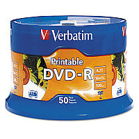 Verbatim DVD-R Recordable Disc, 4.7 GB, 16x, Spindle, White, 50/Pack (95137)