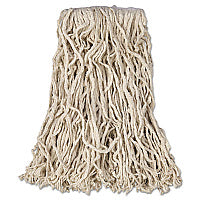 Economy Cut-End Cotton Wet Mop Head, 16oz, 1" Band, White, 12/Carton