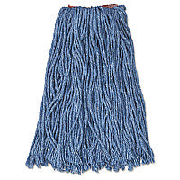 Cotton/Synthetic Cut-End Blend Mop Head, 16 oz, 1" Band, Blue, 12/Carton