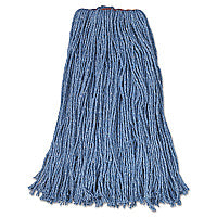 Cotton/Synthetic Cut-End Blend Mop Head, 24 oz, 1" Band, Blue, 12/Carton